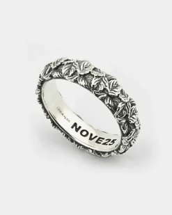 ANELLO FEDE FOGLIE IN ARGENTO