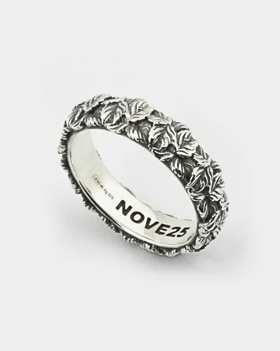 ANELLO FEDE FOGLIE IN ARGENTO