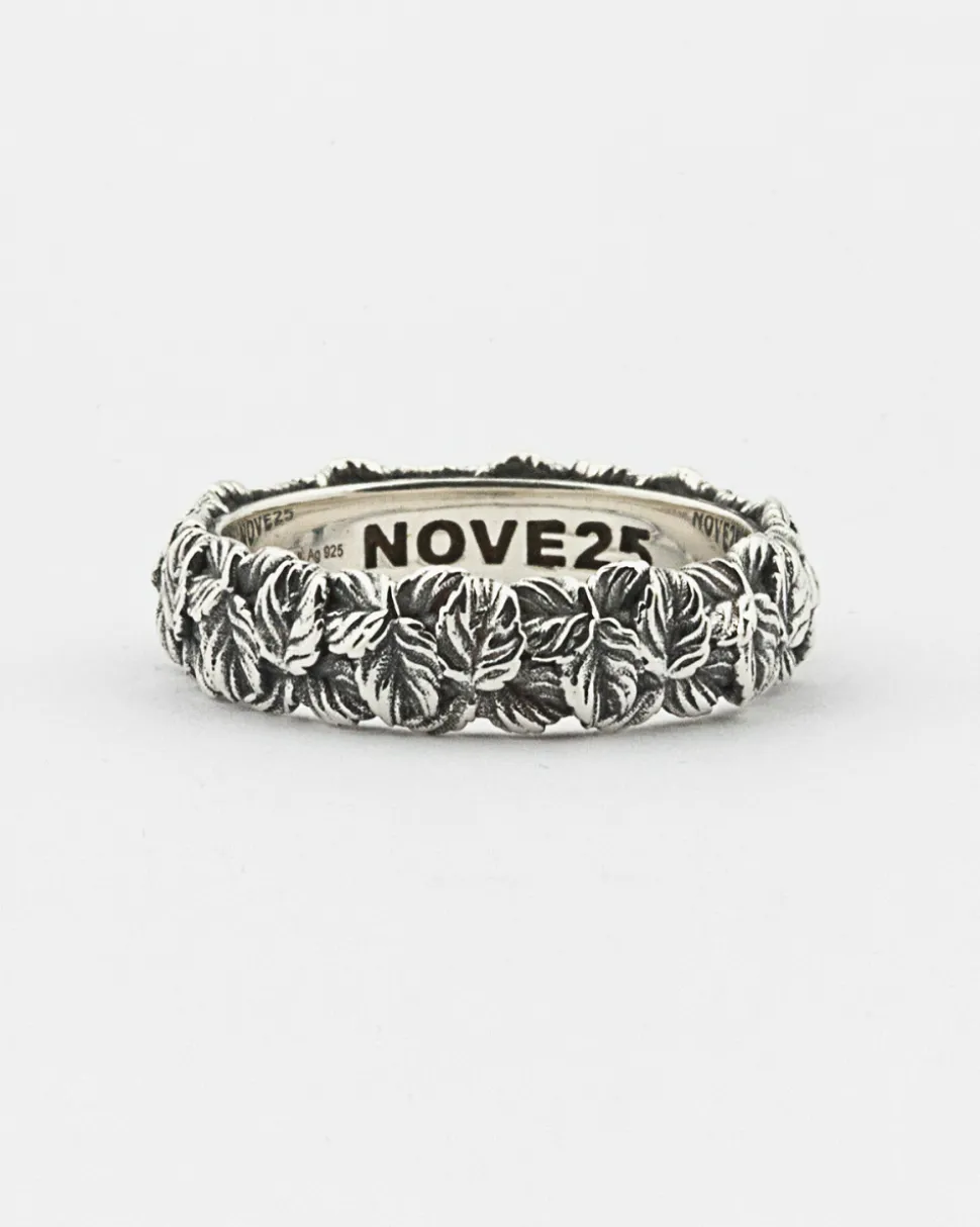ANELLO FEDE FOGLIE IN ARGENTO