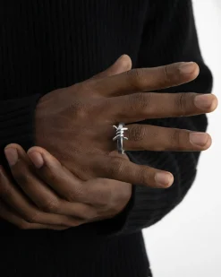 ANELLO FEDE MODULO SPINATO RAZOR IN ARGENTO