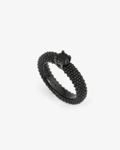 ANELLO FEDE SOLITARIO PUNTINATO TOTAL BLACK