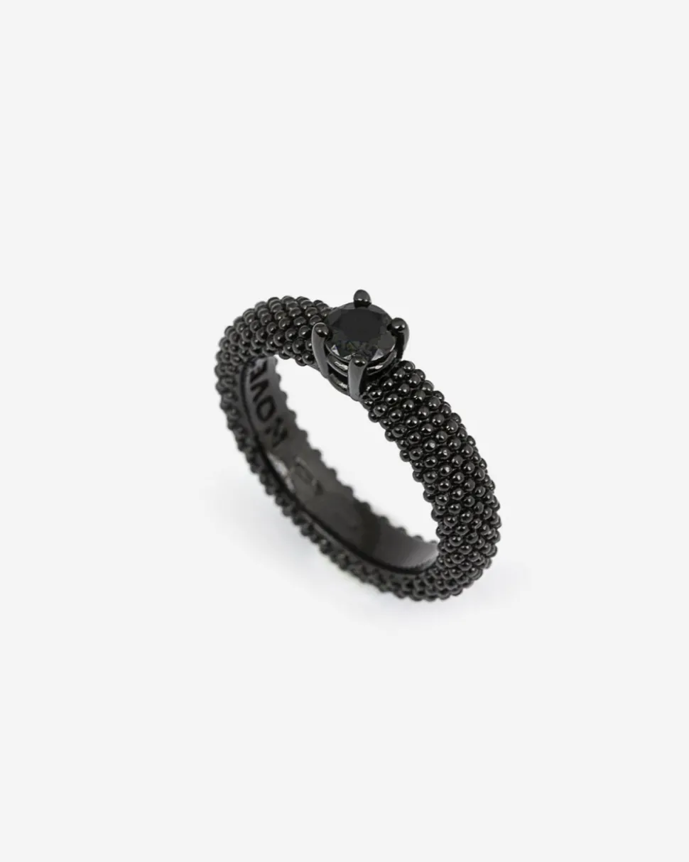 ANELLO FEDE SOLITARIO PUNTINATO TOTAL BLACK