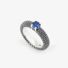 ANELLO FEDE SOLITARIO PUNTINATA CON BRILLANTE BLU