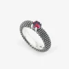 ANELLO FEDE SOLITARIO PUNTINATA CON BRILLANTE ROSSO