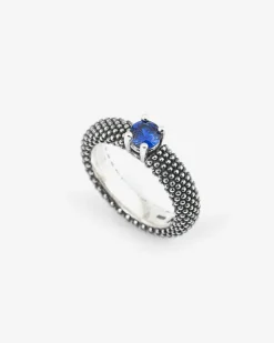 ANELLO FEDE SOLITARIO PUNTINATA CON BRILLANTE BLU