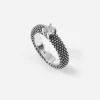 ANELLO FEDE SOLITARIO PUNTINATA IN ARGENTO CON BRILLANTE BIANCO