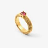 ANELLO FEDE SOLITARIO PUNTINATO PLACCATO ORO CON BRILLANTE ROSSO