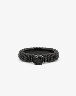 ANELLO FEDE SOLITARIO PUNTINATO TOTAL BLACK