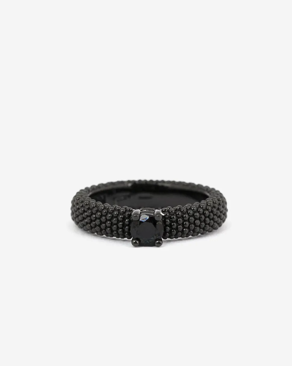 ANELLO FEDE SOLITARIO PUNTINATO TOTAL BLACK
