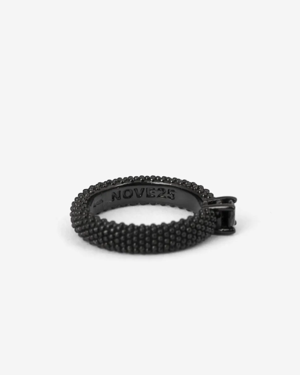 ANELLO FEDE SOLITARIO PUNTINATO TOTAL BLACK