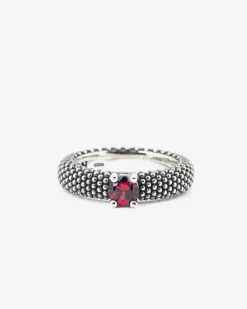 ANELLO FEDE SOLITARIO PUNTINATA CON BRILLANTE ROSSO