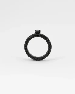 ANELLO FEDE SOLITARIO PUNTINATO TOTAL BLACK