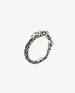 ANELLO FEDINA SERPENTE CON OCCHI CON BRILLANTI VERDI
