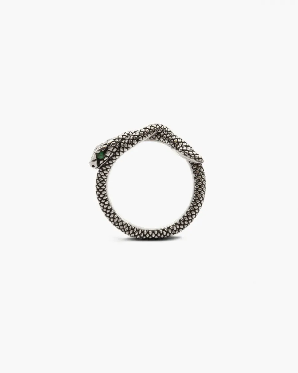ANELLO FEDINA SERPENTE CON OCCHI CON BRILLANTI VERDI