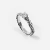 ANELLO FEDINA SOLITARIO FOGLIE IN ARGENTO CON BRILLANTE BIANCO