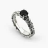 ANELLO FEDINA SOLITARIO FOGLIE CON ZIRCONIA CUBICA NERA