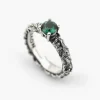 ANELLO FEDINA SOLITARIO FOGLIE CON ZIRCONIA CUBICA VERDE