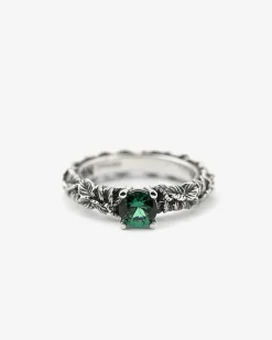 ANELLO FEDINA SOLITARIO FOGLIE CON ZIRCONIA CUBICA VERDE