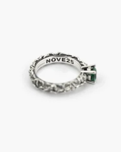ANELLO FEDINA SOLITARIO FOGLIE CON ZIRCONIA CUBICA VERDE