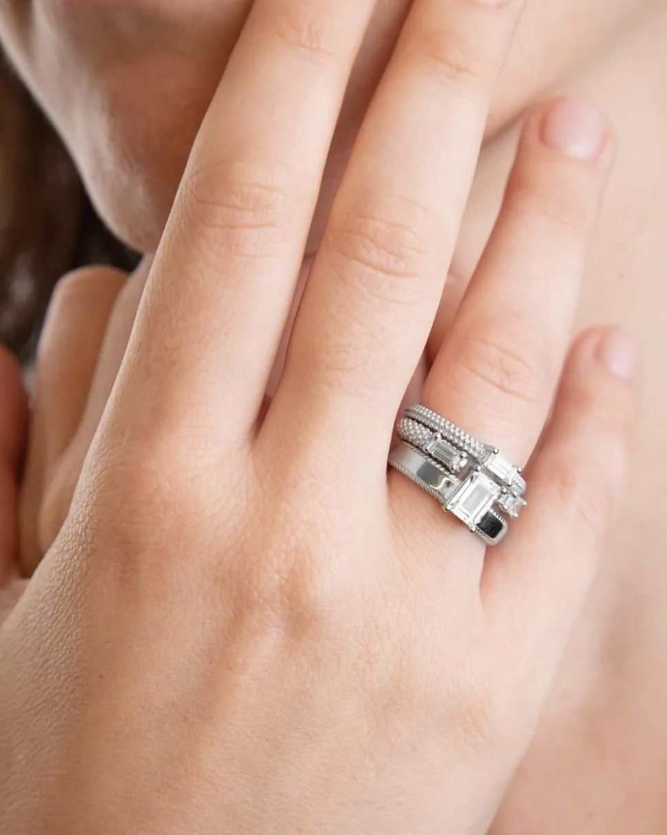 ANELLO IN ARGENTO THICK MIRROR CON BRILLANTI