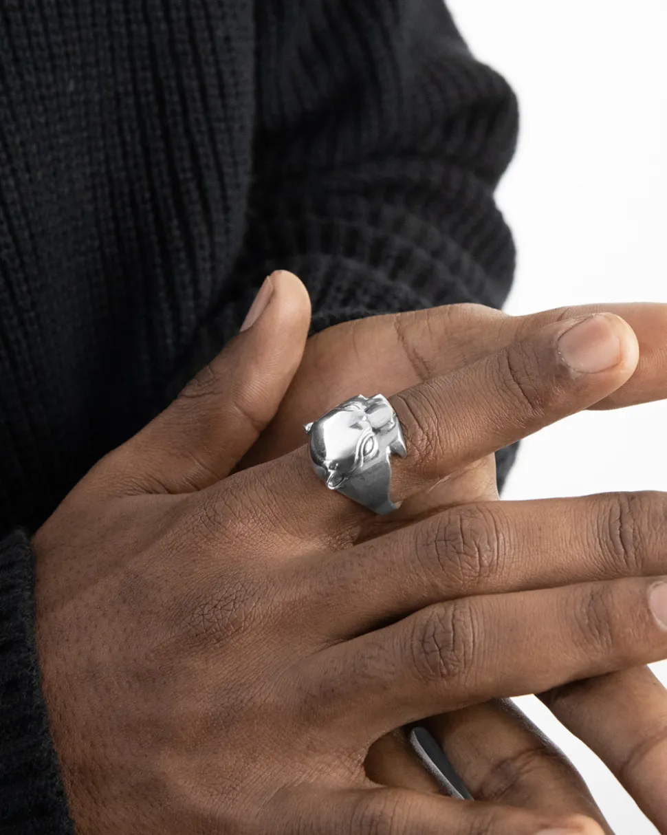 ANELLO PANTERA LISCIA PANTHER IN ARGENTO