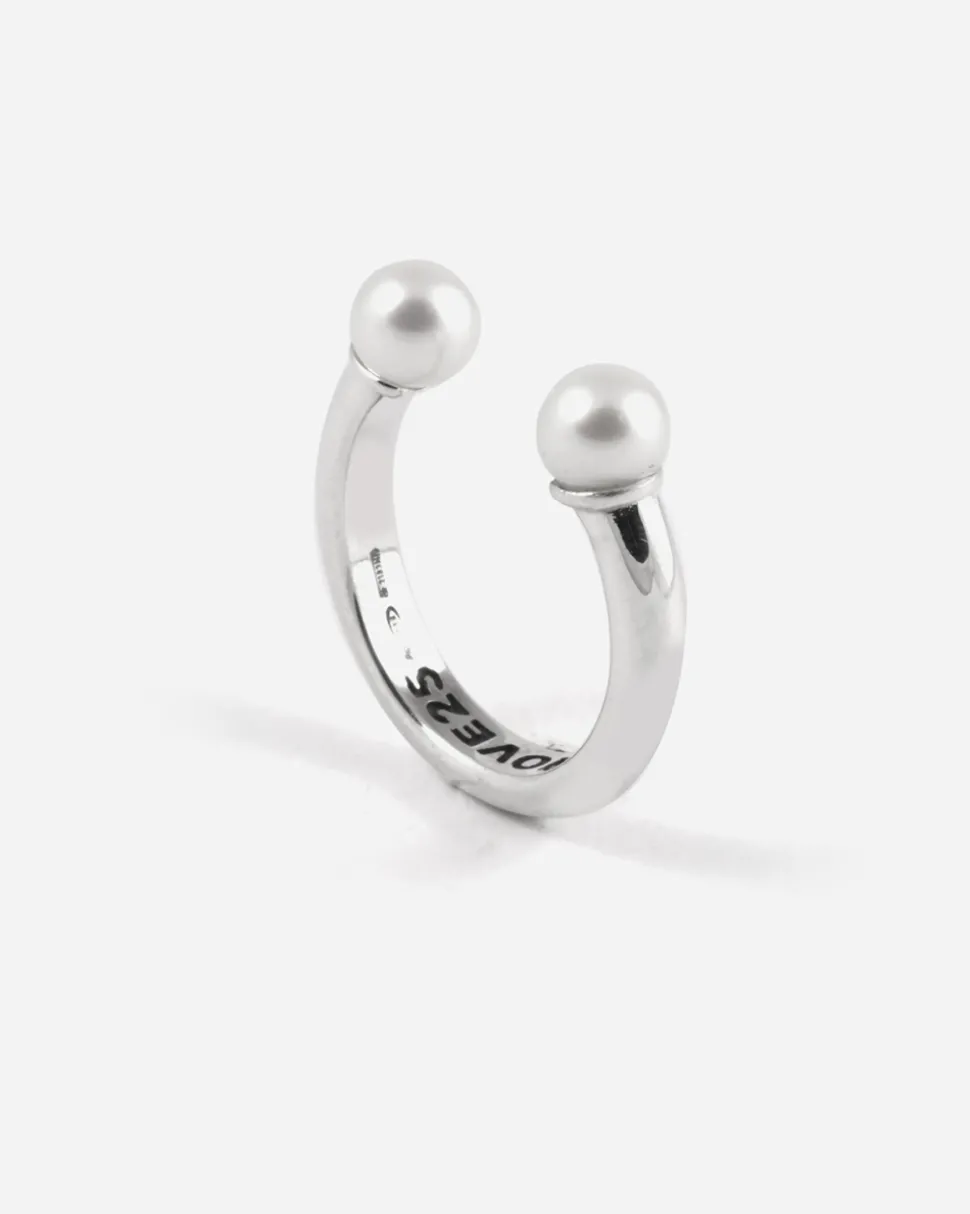 ANELLO PIERCING TWIN PEARLS IN ARGENTO CON PERLE