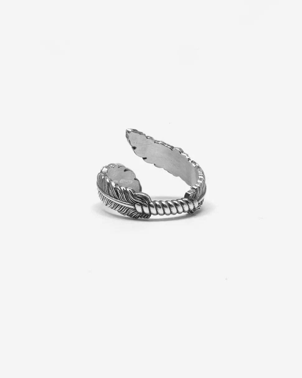 ANELLO PIUME CONTRARIE' IN ARGENTO