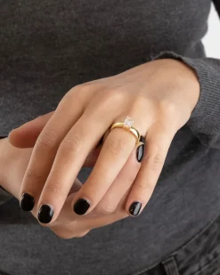 ANELLO PLACCATO ORO THICK MIRROR CON BRILLANTI