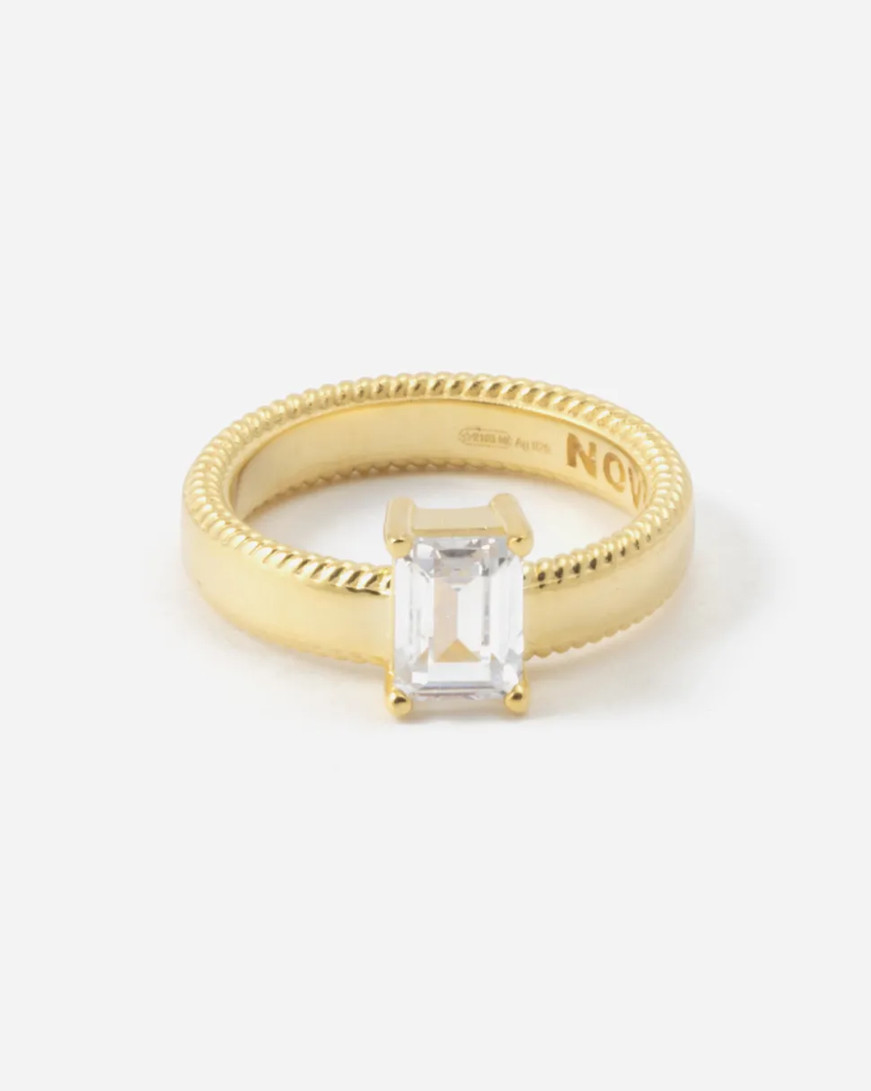 ANELLO PLACCATO ORO THICK MIRROR CON BRILLANTI