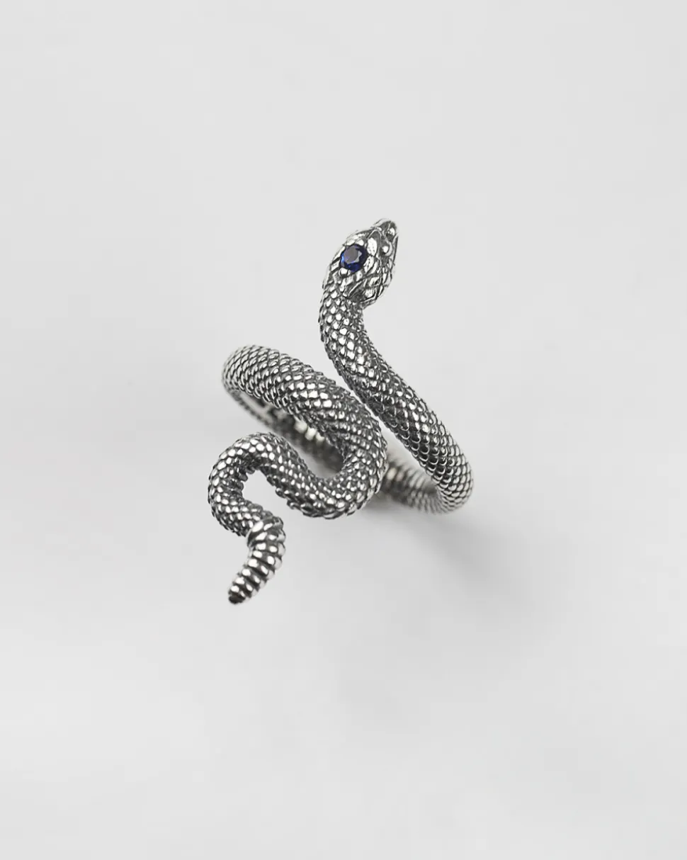 ANELLO SERPENTE CON PIETRA BLU