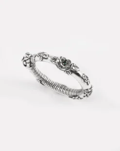 ANELLO SERPENTE UROBORO ETERNAL GREEN IN ARGENTO CON ROSE E BRILLANTI VERDI