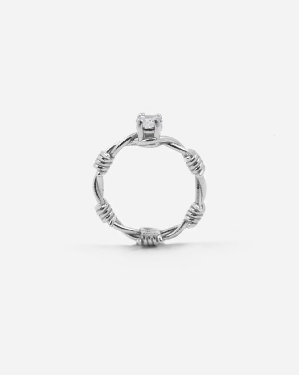 ANELLO SOLITARIO FILO SPINATO IN ARGENTO
