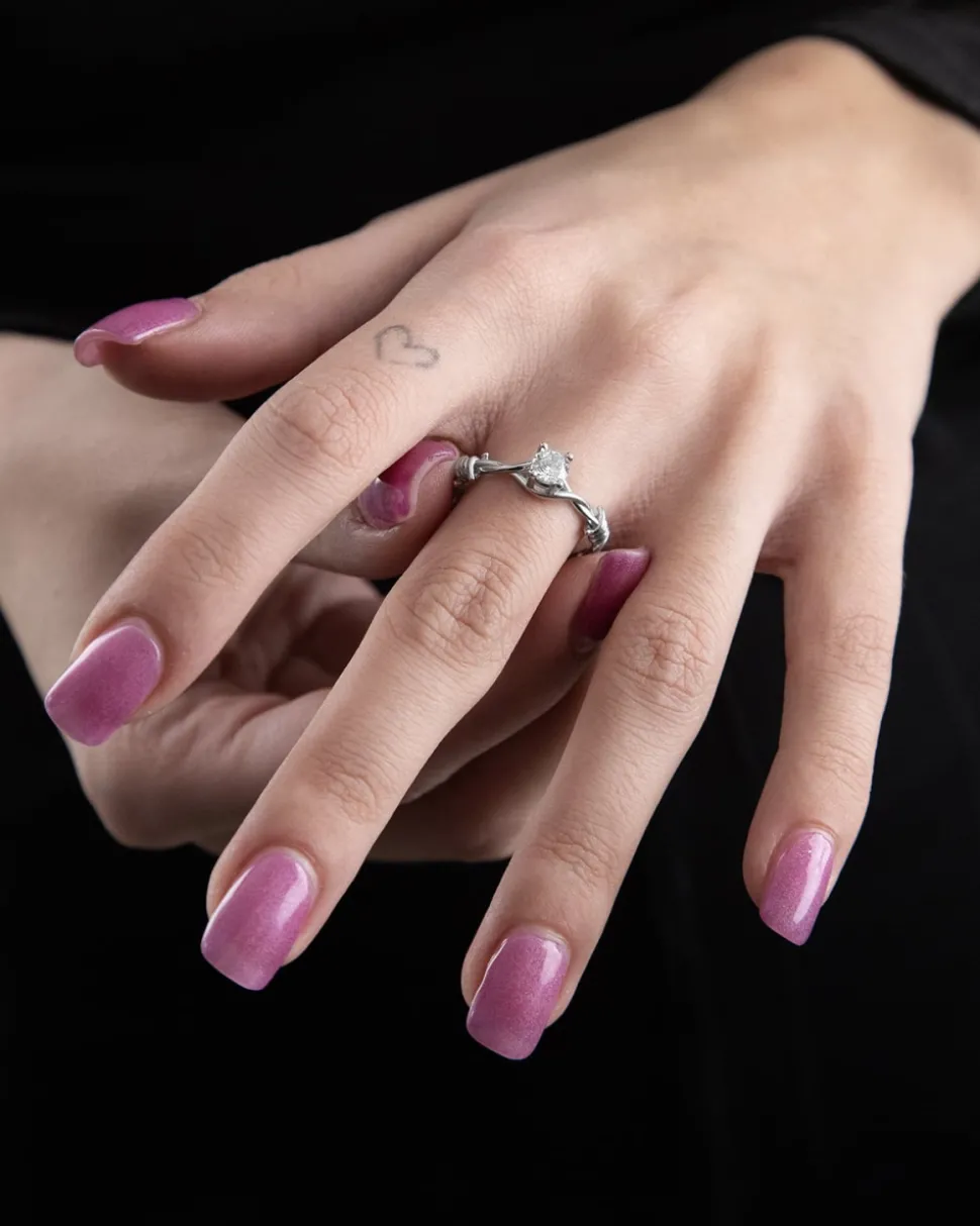ANELLO SOLITARIO FILO SPINATO IN ARGENTO