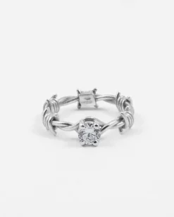 ANELLO SOLITARIO FILO SPINATO IN ARGENTO
