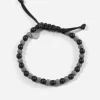 BRACCIALE BLACK SOUL IN CORDA CON PIETRE E PERLE PUNTINATE IN ARGENTO