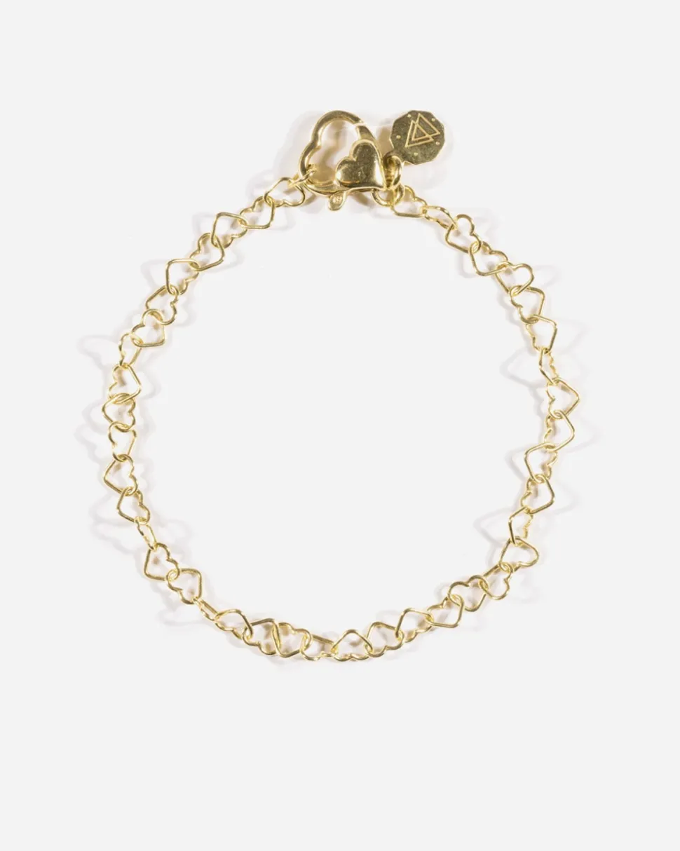 BRACCIALE CATENA CUORI LOVE PLACCATO ORO