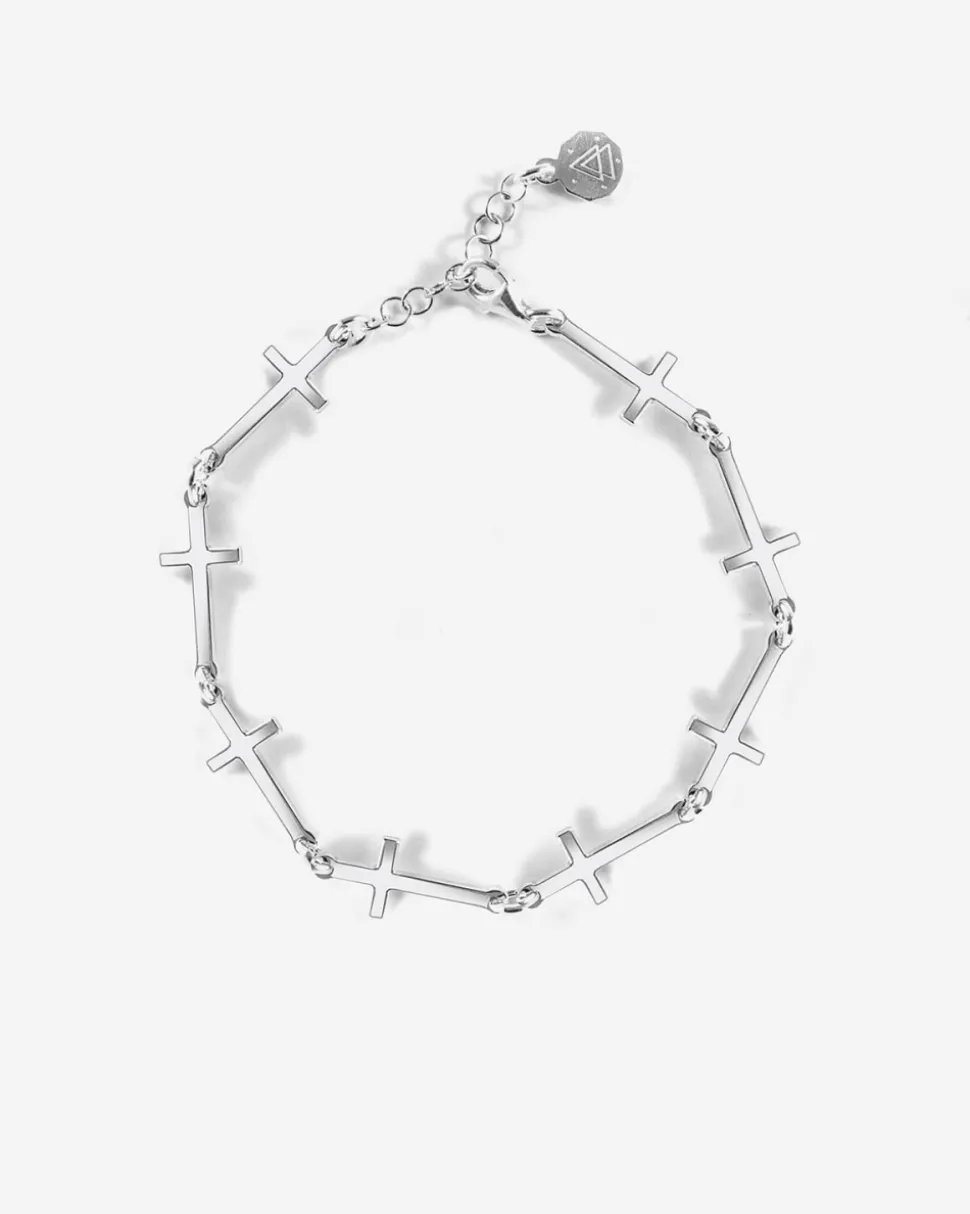 BRACCIALE CON CROCI IN ARGENTO