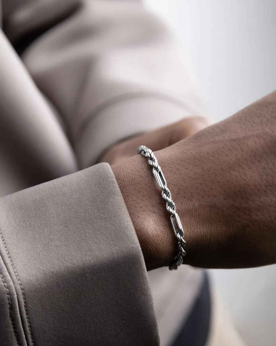 BRACCIALE CORDA 080 ALTERNATA IN ARGENTO