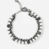 BRACCIALE CORDA PARTHENOPE IN ARGENTO CON PERLE E SFERE PUNTINATE