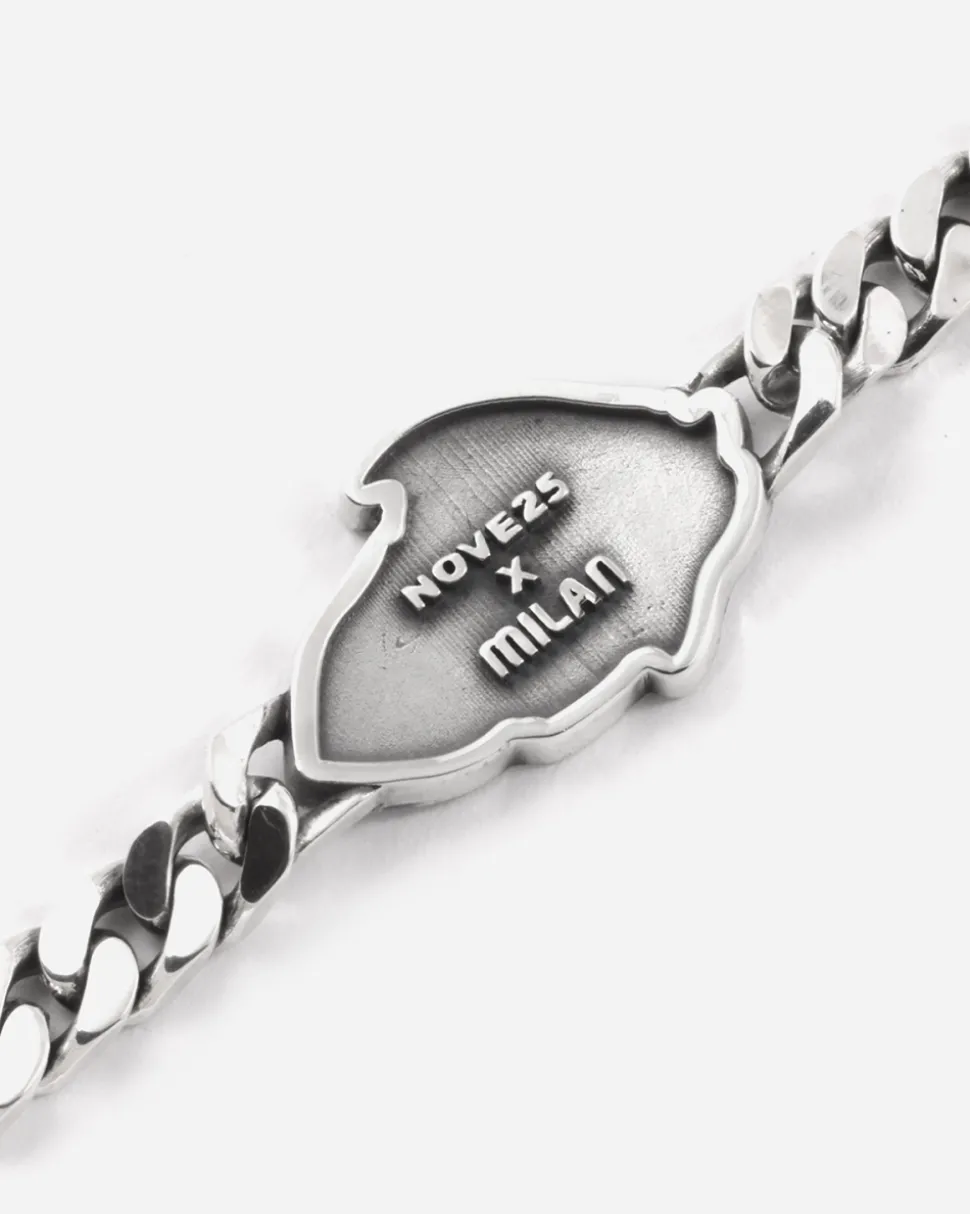 BRACCIALE GRUMETTA CON DIAVOLO AC MILAN IN ARGENTO