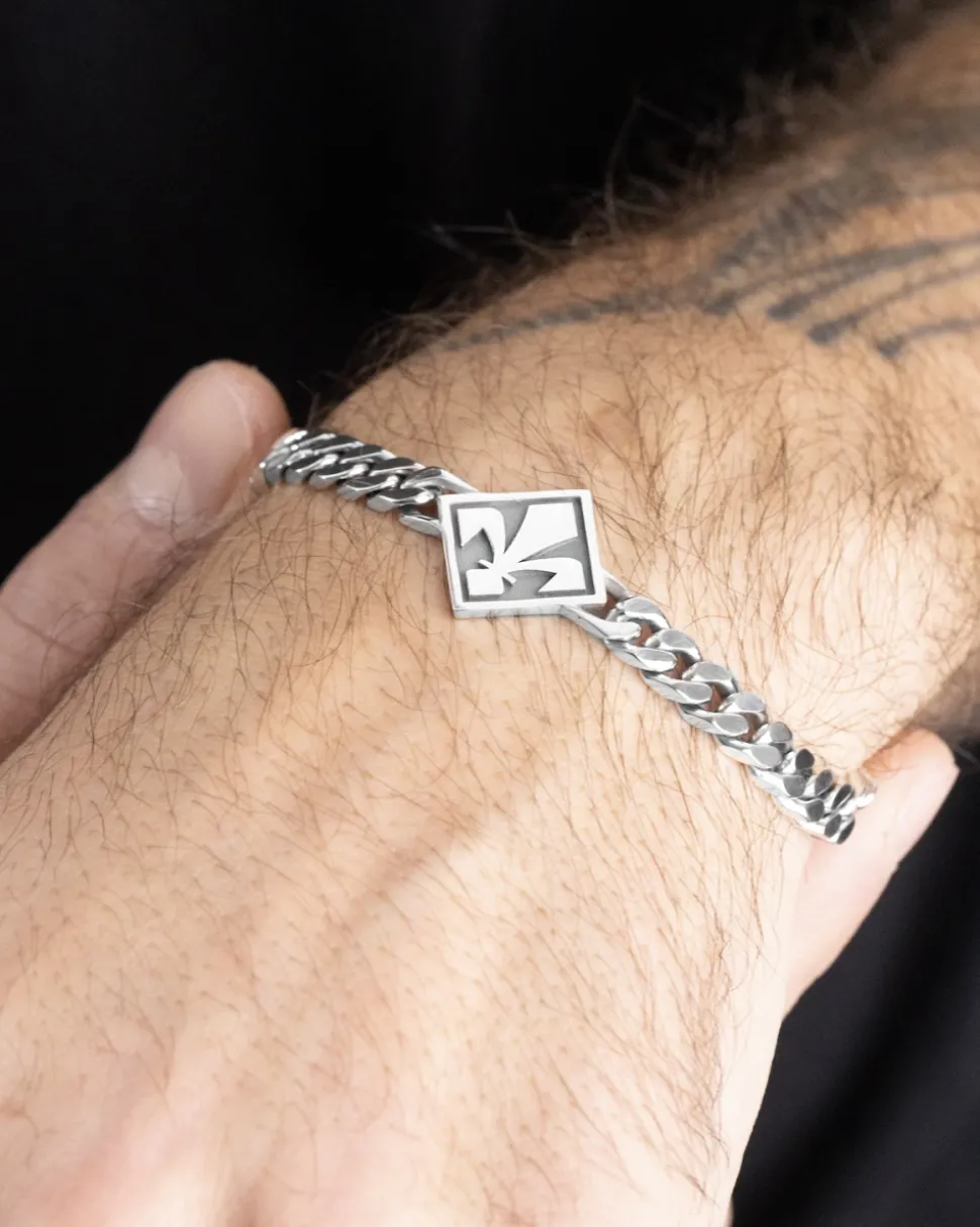 BRACCIALE GRUMETTA CON GIGLIO FIORENTINA IN ARGENTO