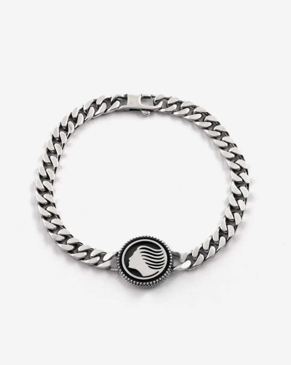 BRACCIALE GRUMETTA CON LOGO DEA ATALANTA IN ARGENTO