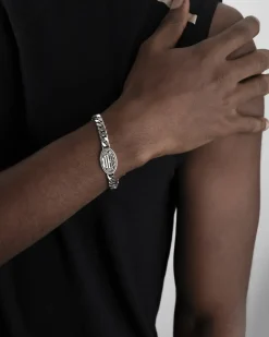 BRACCIALE GRUMETTA CON LOGO AC MILAN IN ARGENTO