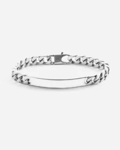 BRACCIALE GRUMETTA QUADRATA CON TARGA FILO 250 IN ARGENTO