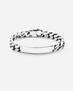 BRACCIALE GRUMETTA QUADRATA CON TARGA FILO 300 IN ARGENTO