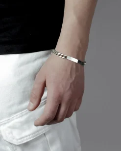 BRACCIALE GRUMETTA QUADRATA CON TARGA FILO 250 IN ARGENTO