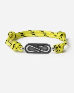 BRACCIALE IN CORDA GIALLA CON TARGA PROPAGANDA W/ NOVE25 IN ARGENTO