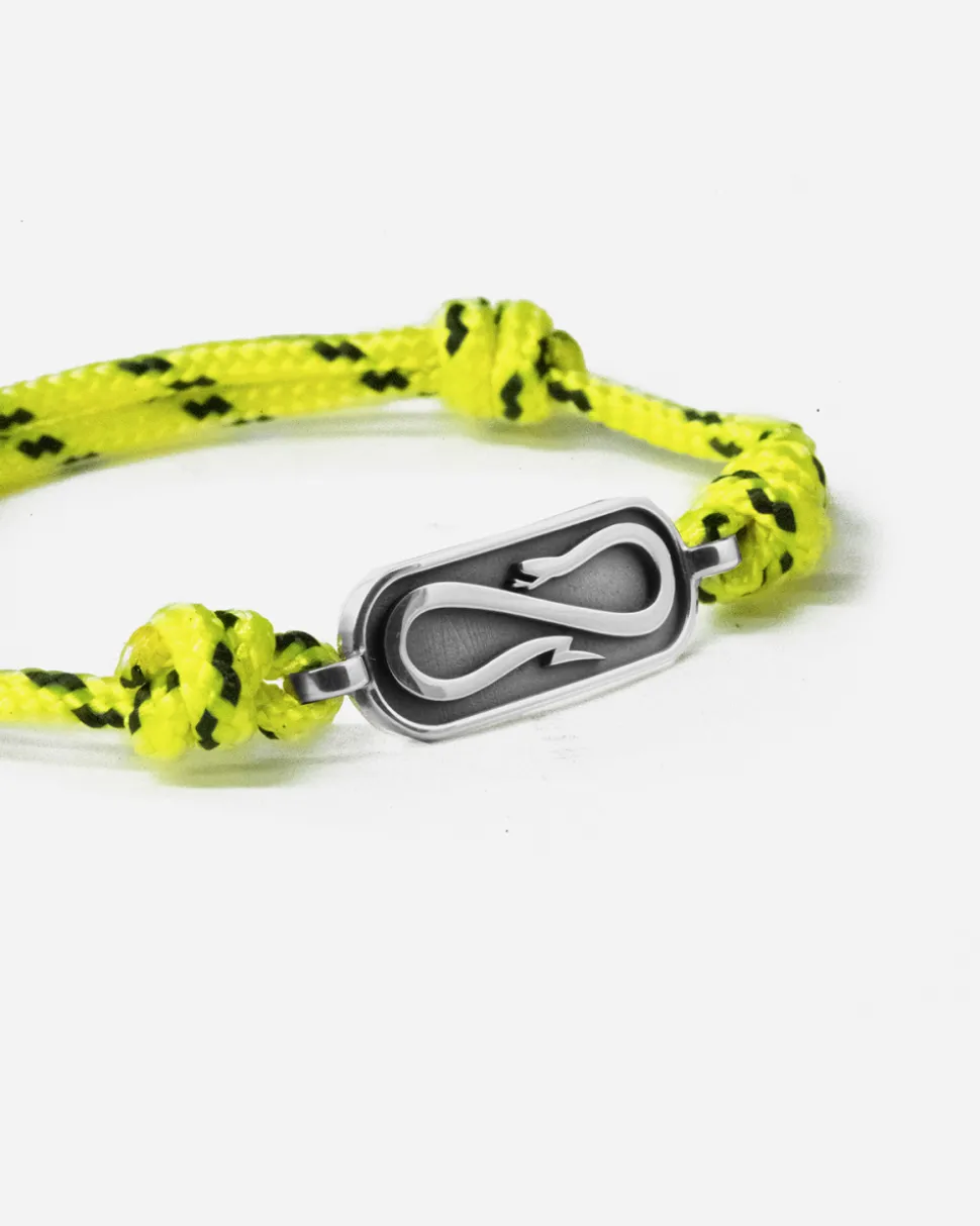 BRACCIALE IN CORDA GIALLA CON TARGA PROPAGANDA W/ NOVE25 IN ARGENTO
