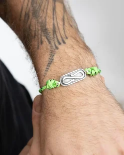 BRACCIALE IN CORDA VERDE CON TARGA PROPAGANDA W/ NOVE25 IN ARGENTO