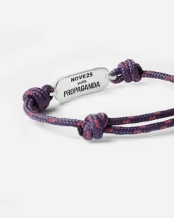 BRACCIALE IN CORDA VIOLA CON TARGA PROPAGANDA W/ NOVE25 IN ARGENTO